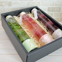 ギフトBOXに入った ハーバリウム 丸瓶(円柱)ロングボトル 3本セット