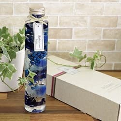 ハーバリウム【丸瓶(円柱)ブルー(青)