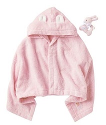フード付きベビー用バスタオル(ピンク)