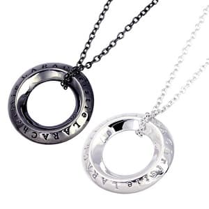 シルバーとグレーの丸いリング型のペアネックレス ローラシア