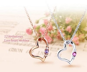 誕生石 ダイアモンドオープンハート ネックレス