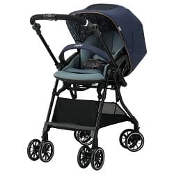 日よけの付いたネイビーカラーのコンビ ホワイトレーベルスゴカルα-4キャス