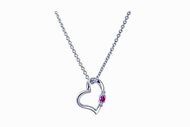 テディベア & 誕生石オープンハート ネックレス