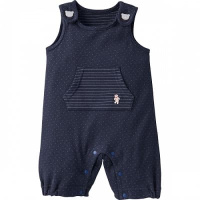 デニムカラーのショートオーバーオール