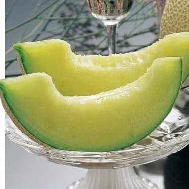 ガラスの器に載せられたカットされたメロン
