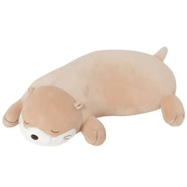目をつぶった茶色いカワウソの抱き枕