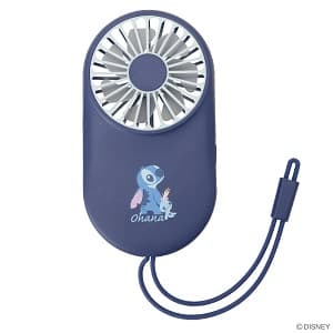 スティッチ ブルーの細丸型の可愛いスリムハンディファン
