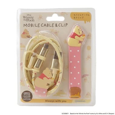 パッケージ入りのプーさん / モバイルケーブル ピンク