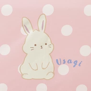 アニマルドット折り畳み傘 ピンクに白のドット模様と可愛いウサギのワンポイント柄