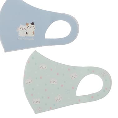 FukuFukuNyanko 抗菌キッズマスク ブルーセット2枚