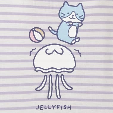 FukuFukuNyanko Tシャツ&腹巻付きパンツ ハッチ パープルのデザイン柄