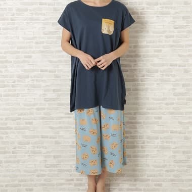 FukuFukuNyanko ボックスTシャツ ネイビー