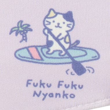 FukuFukuNyanko クール抗菌マスク パープルの可愛いにゃんこの柄