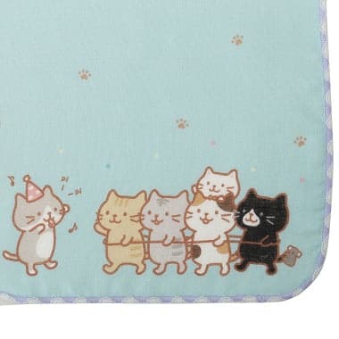 FukuFukuNyanko ガーゼミニタオル 6匹で電車ごっこのデザイン柄