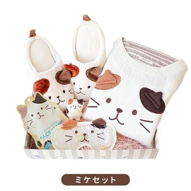 FukuFukuNyankoギフト スリッパセット ミケセット
