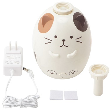 FukuFukuNyanko ペットボトル加湿器のミケデザインとACアダプター等の周辺機器