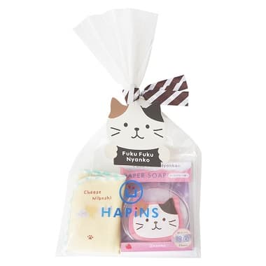 FukuFukuNyankoプチギフト ペーパーソープ＆ミニタオルセット