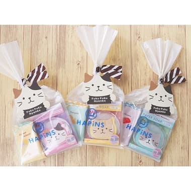 FukuFukuNyankoプチギフト ペーパーソープ＆ミニタオルセット 3種類