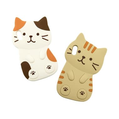 2つのFukuFukuNyanko ダイカットシリコンスマホケース