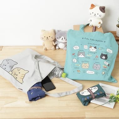 FukuFukuNyanko ご近所トートバッグとぬいぐるみ