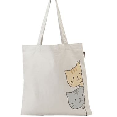 2匹のにゃんこのデザインが可愛いFukuFukuNyanko ご近所トートバッグ グレー