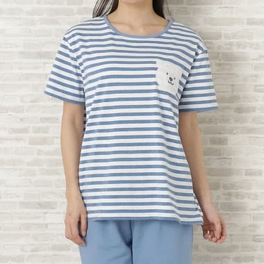 シロクマアップリケパジャマ 涼しそうなストライプ柄