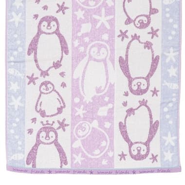 ペンギン柄のサマーアニマル 無撚糸バスタオル