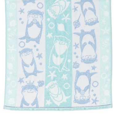 カワウソ柄のサマーアニマル 無撚糸バスタオル