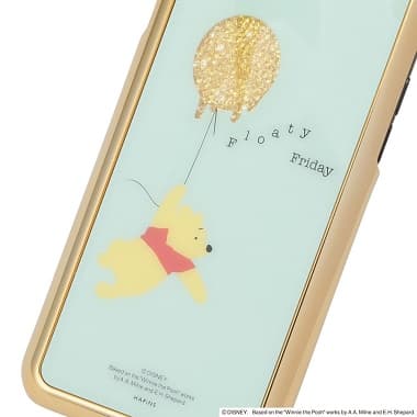 プーさん / スマホケース ブルー 風船にぶら下がるプーさん