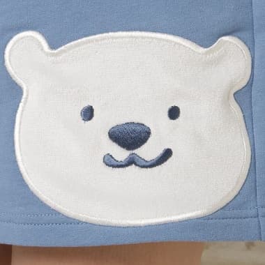 シロクマ ショートパンツ 可愛いシロクマの顔のアップリケ