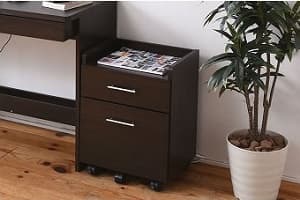 デスク&チェスト&ラック 3点セット ダークブラウン