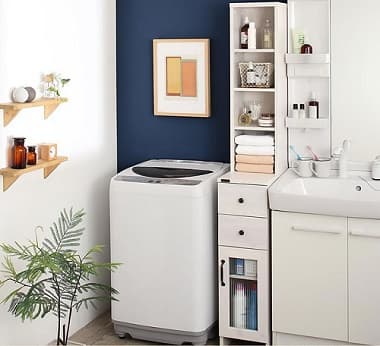 スライドレール式キャビネット ホワイト 洗面所で使うイメージ