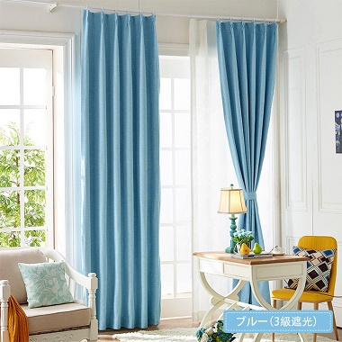 Sweet Pea セットカーテン 爽やかなブルー色