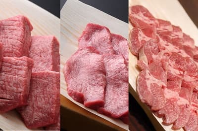 綺麗なピンク色の美味しそうな厚切り特上タン、上タン、タンした