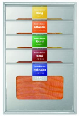 ギフトBOXに入ったスモークサーモン5種セット