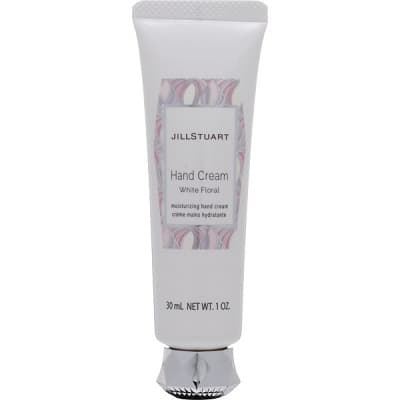 白いチューブに真ん中にピンクの柄が入ったハンドクリーム