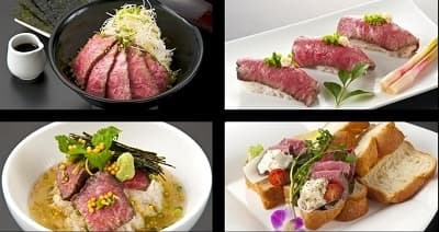 丼やお寿司など様々なアレンジで調理された特選和牛ローストビーフ