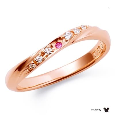 サファイヤをミッキーの顔に見立てた隠れミッキーリング レディース