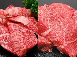 焼肉セットのカルビとロースお肉
